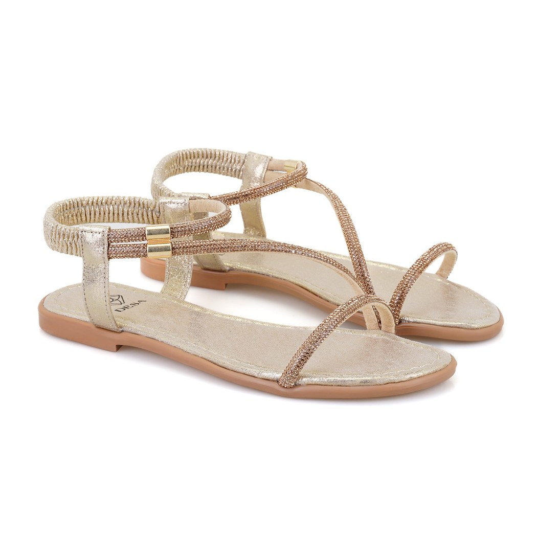 Rosmen Sarı Kadın Parlak Taş Detaylı Sandalet