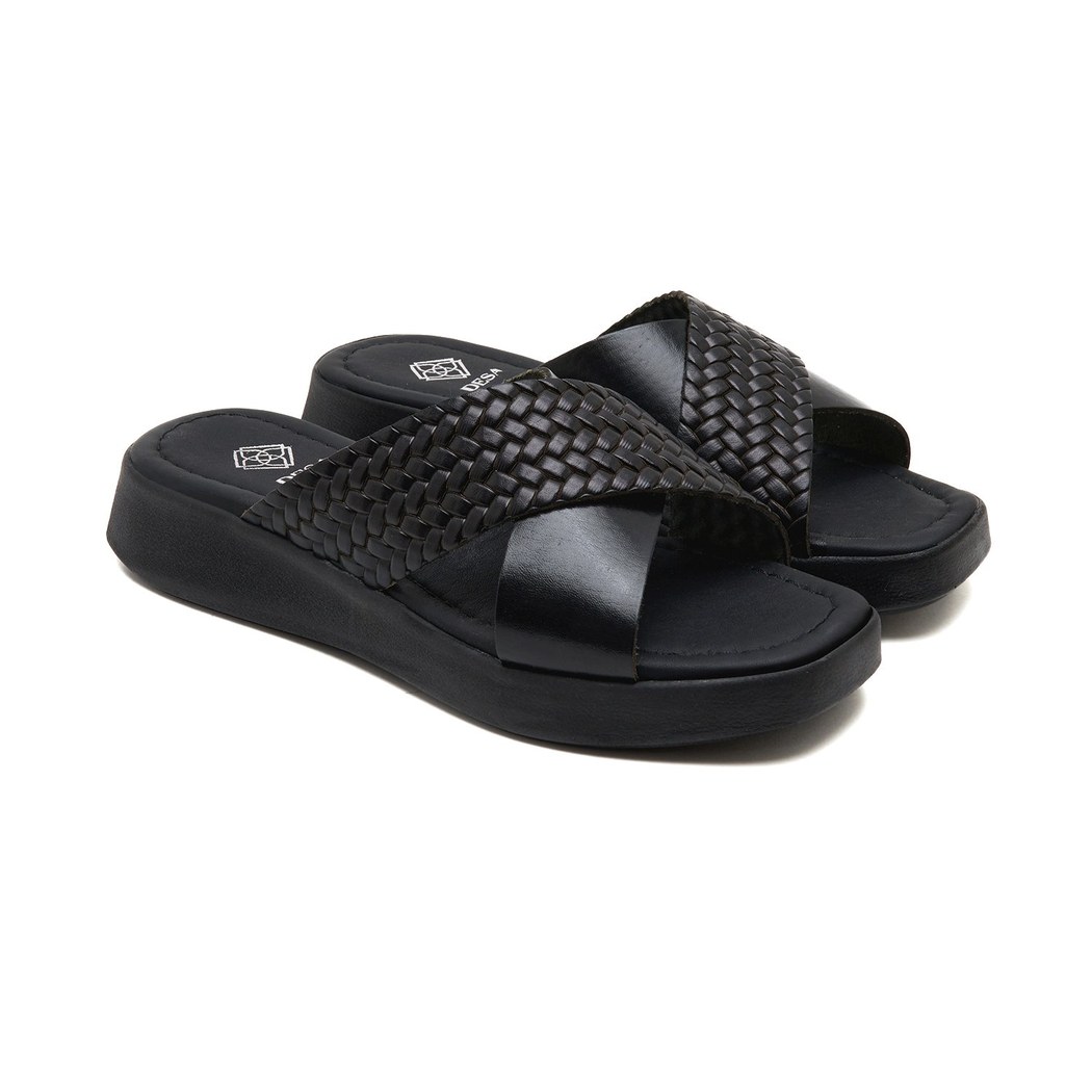 Ross Siyah Kadın Deri Terlik