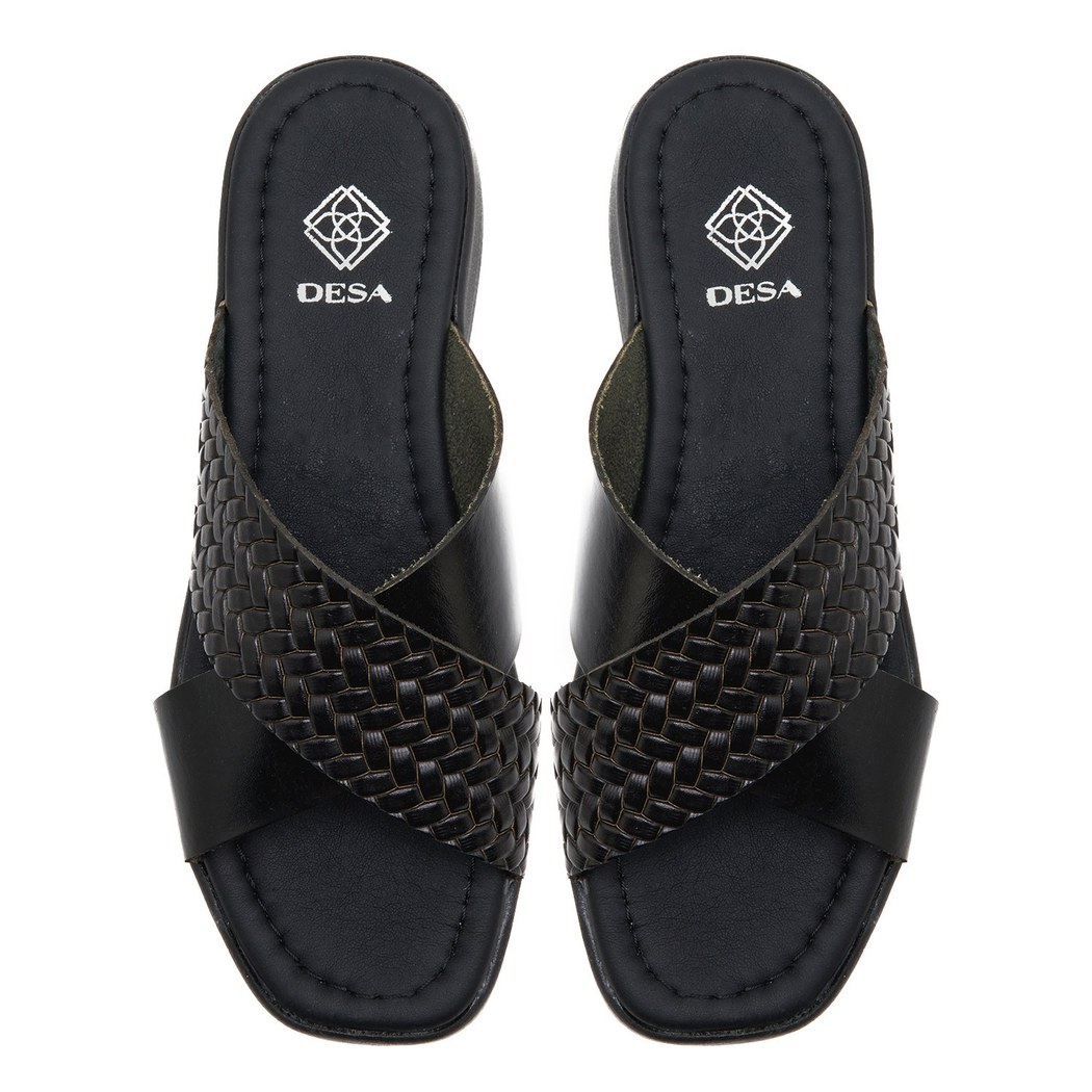 Ross Siyah Kadın Deri Terlik