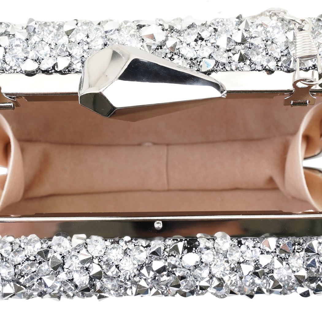 Rowena Gri Kadın Parlak Taşlı Gece Çantası