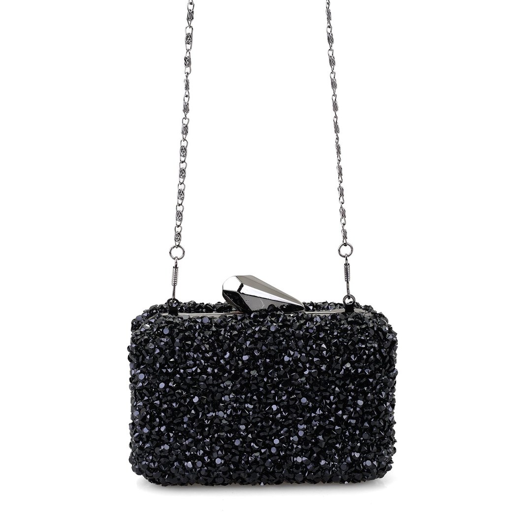 Rowena Siyah Kadın Parlak Taşlı Gece Çantası