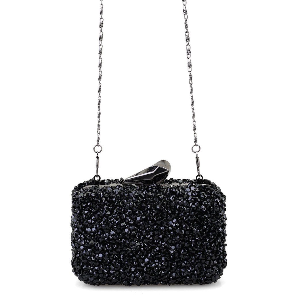 Rowena Siyah Kadın Parlak Taşlı Gece Çantası