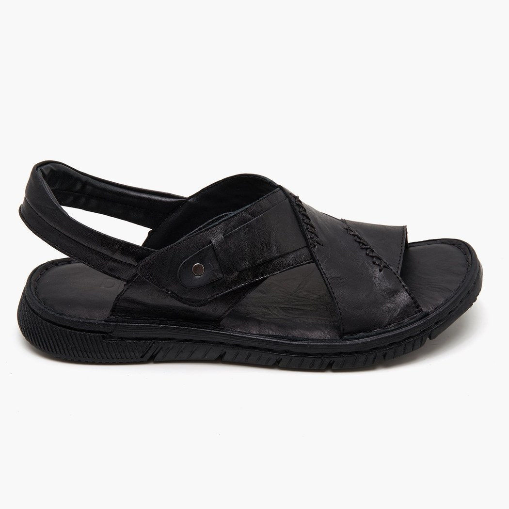 Sabu Siyah Erkek Deri Sandalet