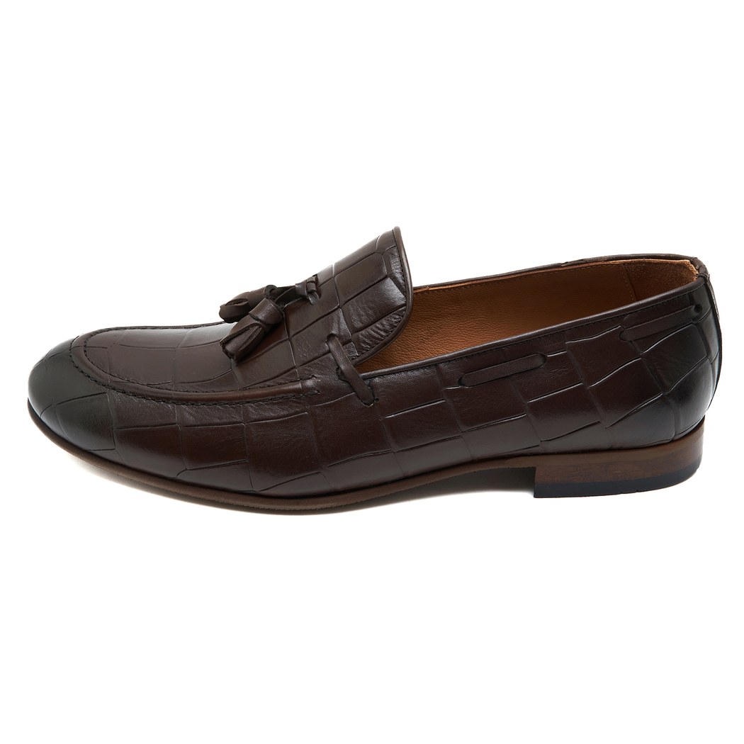 Samuel Kahve Erkek Kroko Baskılı Deri Klasik Ayakkabı