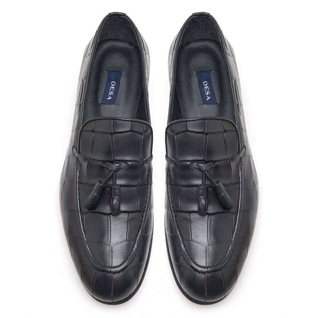 Samuel Siyah Erkek Kroko Baskılı Deri Klasik Ayakkabı