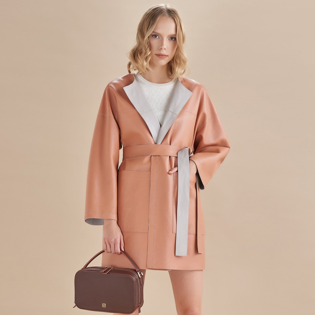 Sandra Kadın Çift Taraflı Deri Pardösü