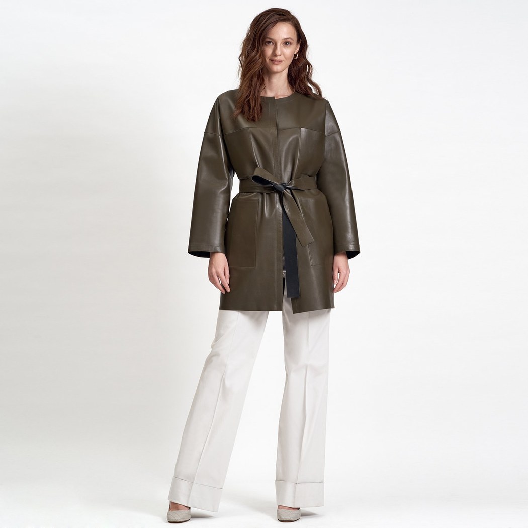 Sandra Kadın Çift Taraflı Deri Pardösü