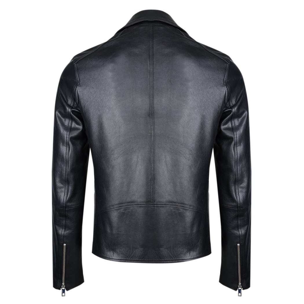Santo Siyah Erkek Deri Biker Ceket