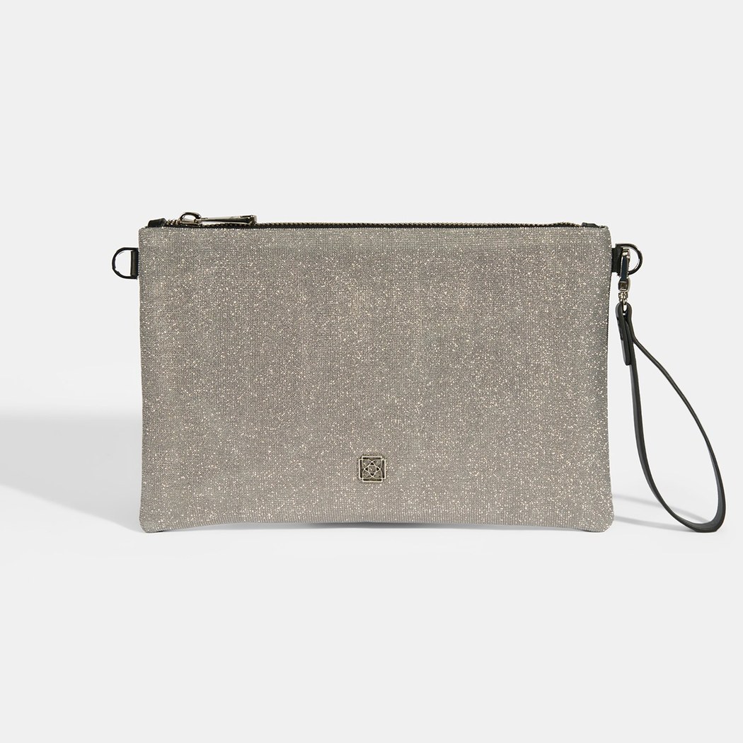 Sarer Gri Simli Kadın Portföy Çanta