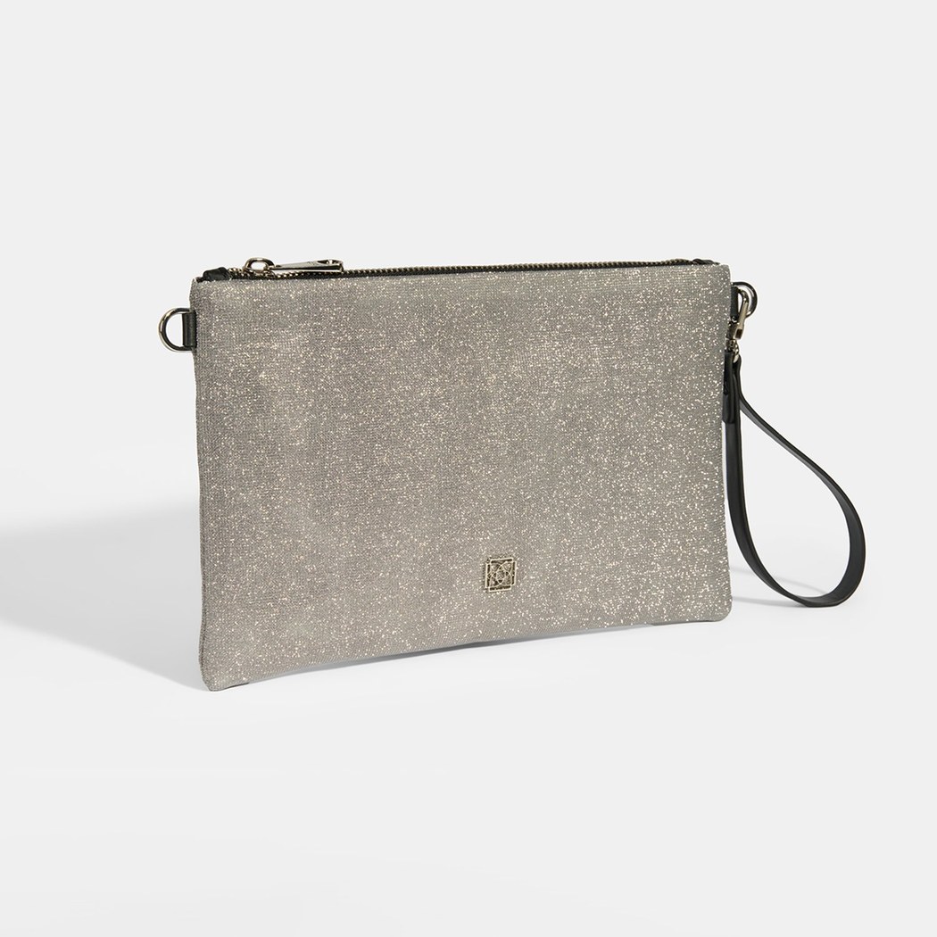 Sarer Gri Simli Kadın Portföy Çanta