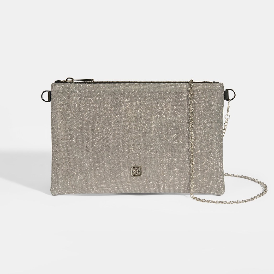 Sarer Gri Simli Kadın Portföy Çanta