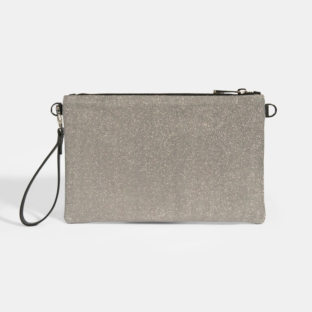 Sarer Gri Simli Kadın Portföy Çanta