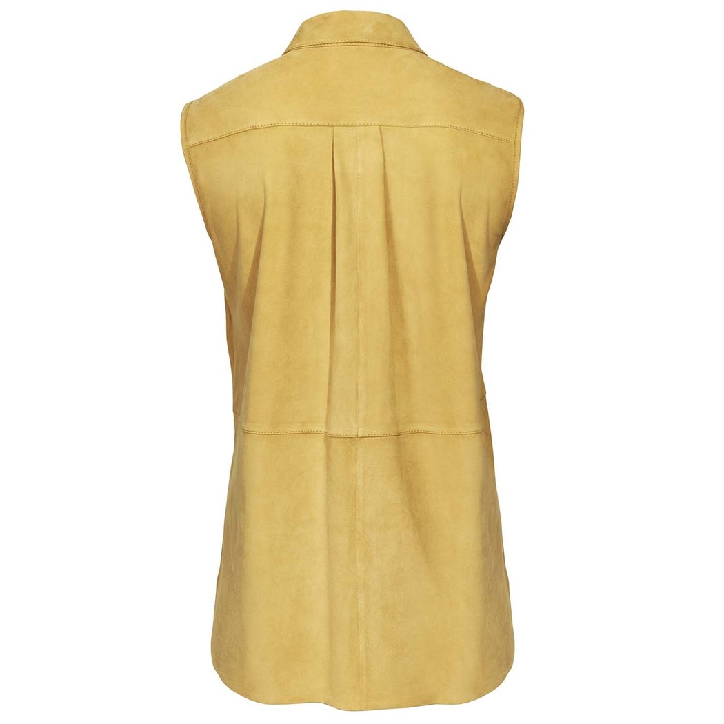 Sarı Suma Kadın Kolsuz Süet Gömlek