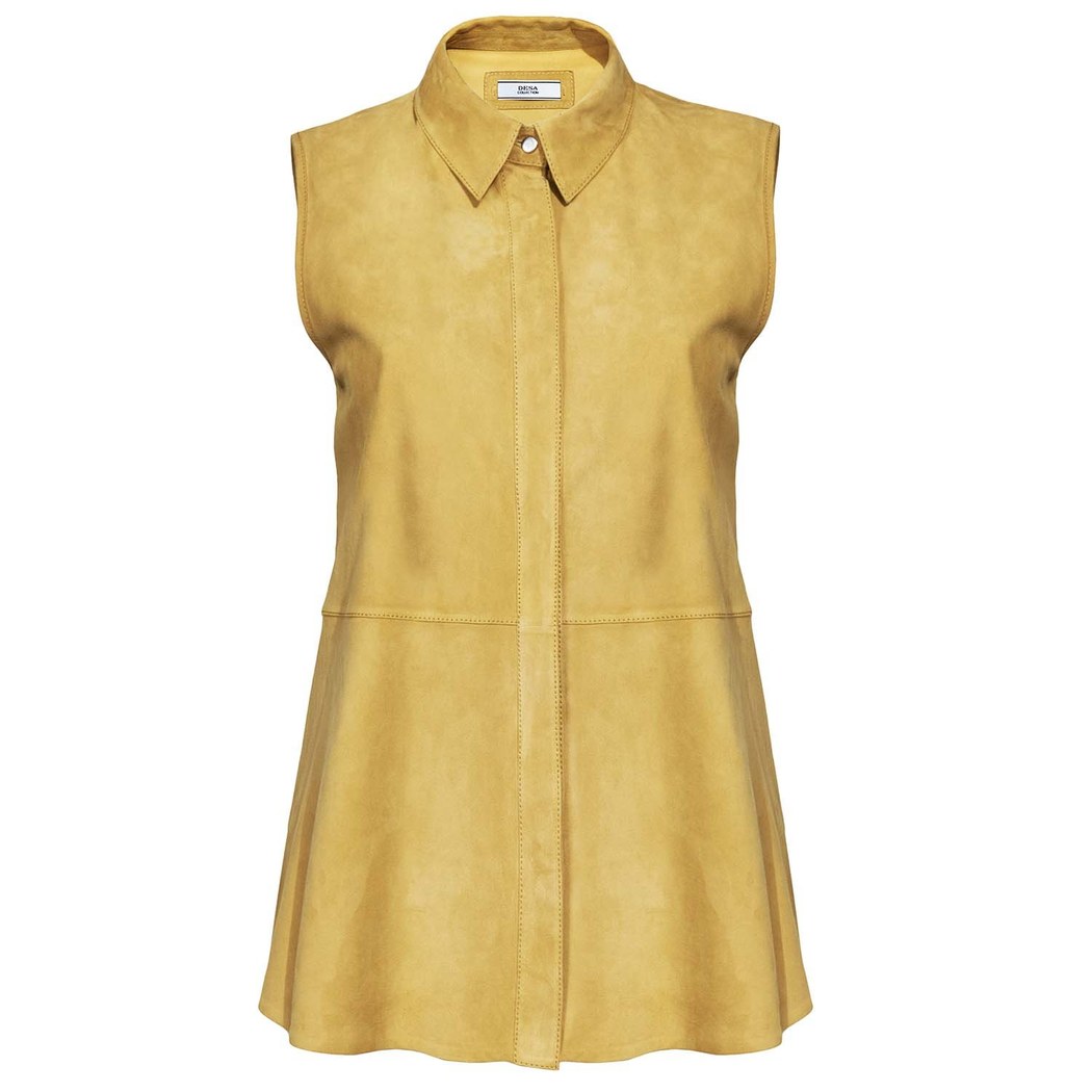 Sarı Suma Kadın Kolsuz Süet Gömlek