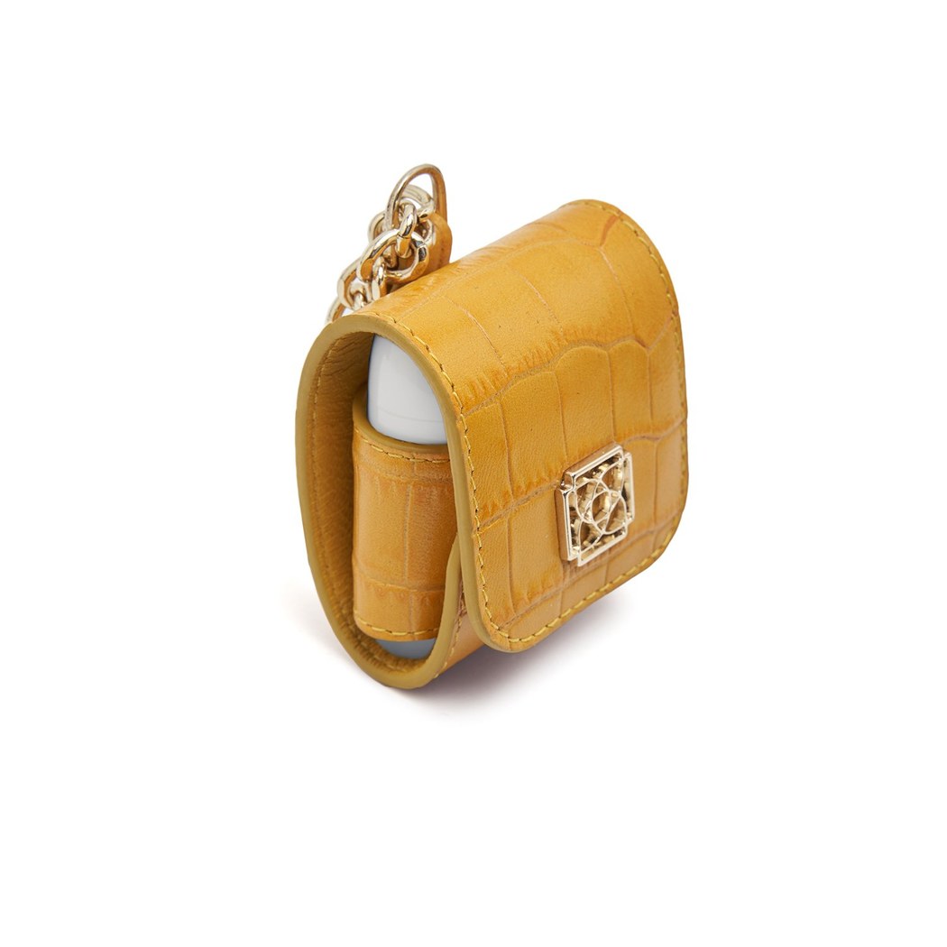 Sarı Zincir Detaylı Deri Airpods Kılıfı