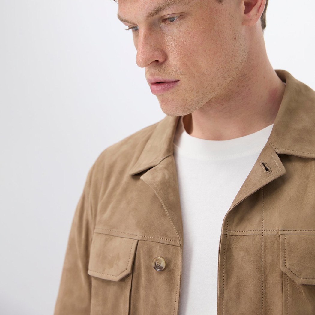 Saverio Kahve Erkek Süet Deri Gömlek