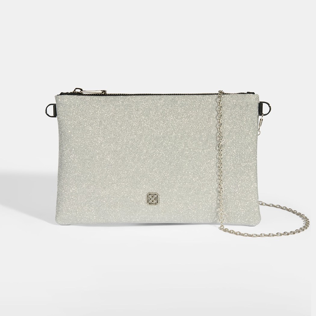 Selira Açık Gri Simli Kadın Portföy Çanta