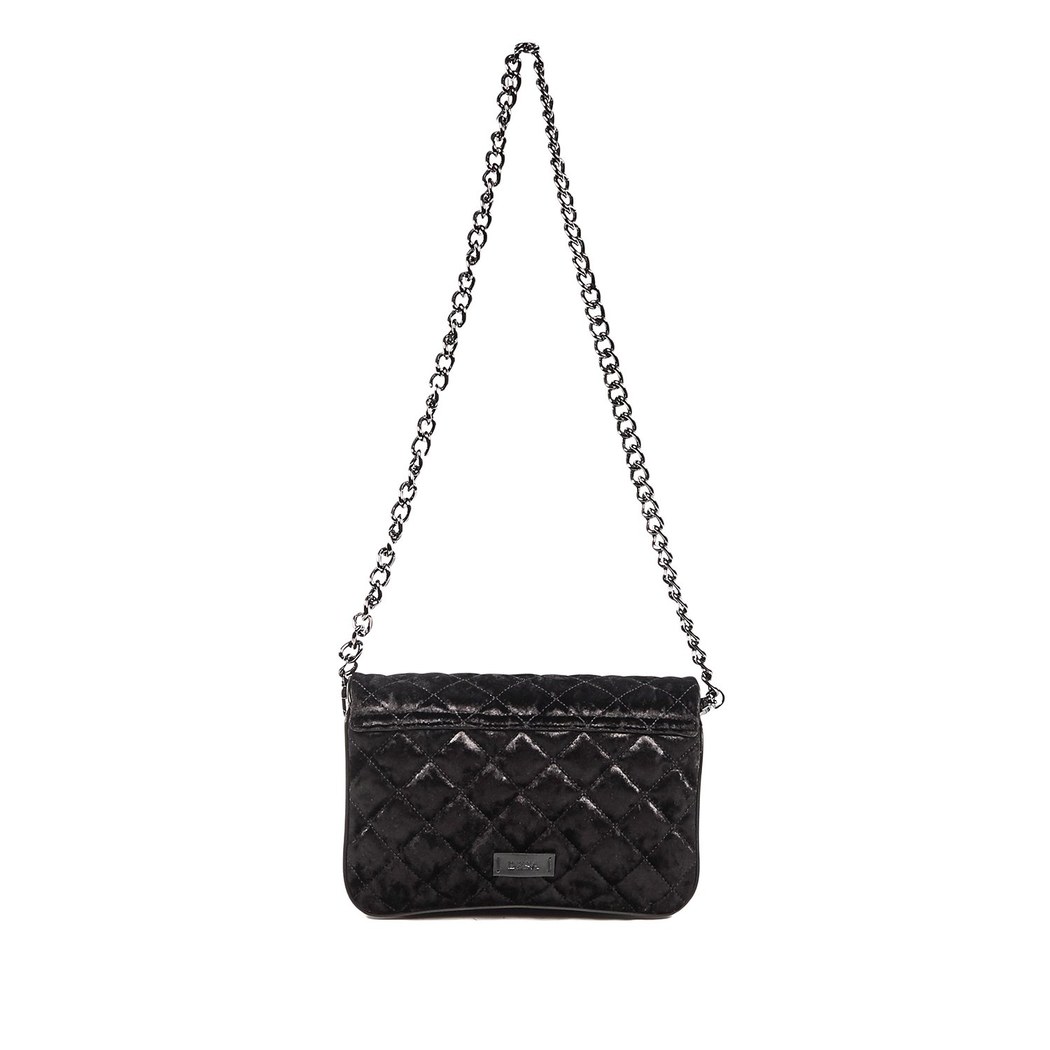 Seta Kadife Kadın Deri Zincir Detaylı Omuz Çantası