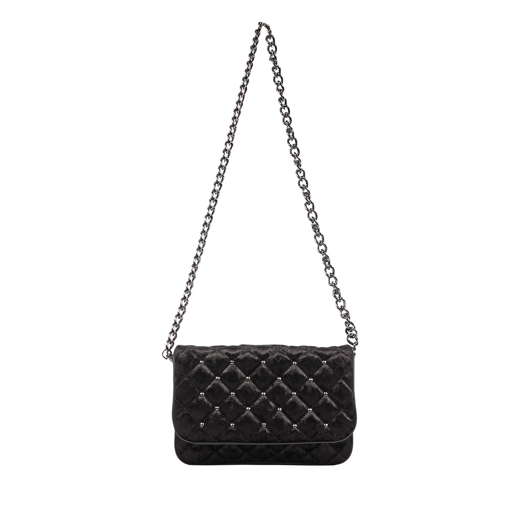 Seta Kadife Kadın Deri Zincir Detaylı Omuz Çantası