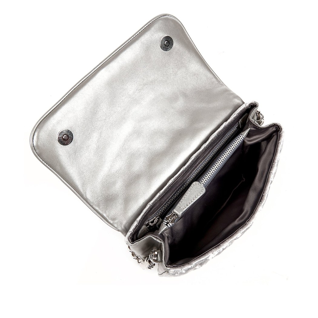 Seta Kadife Kadın Deri Zincir Detaylı Omuz Çantası