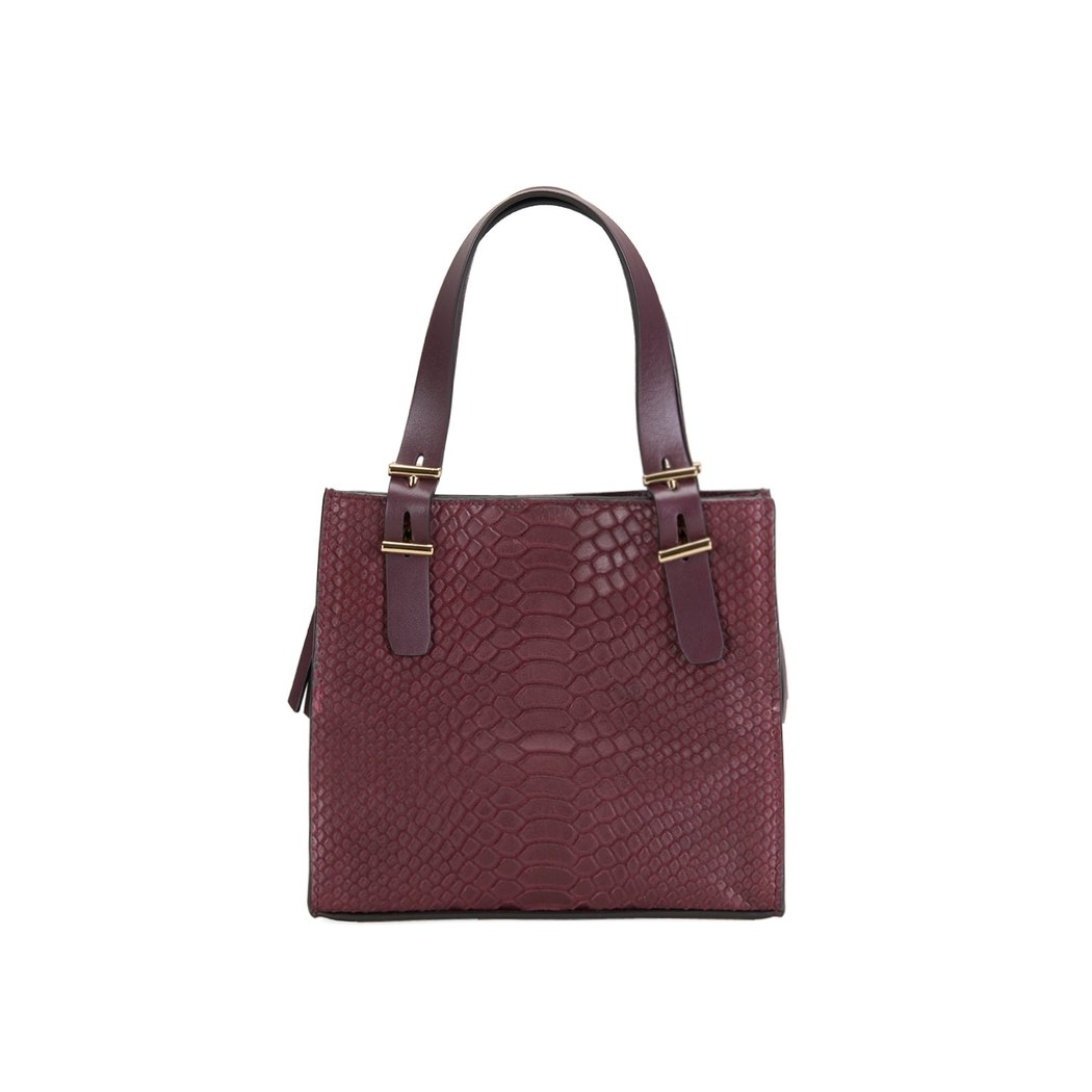 Seven Small Bordo Kadın Yılan Derisi Omuz Çantası