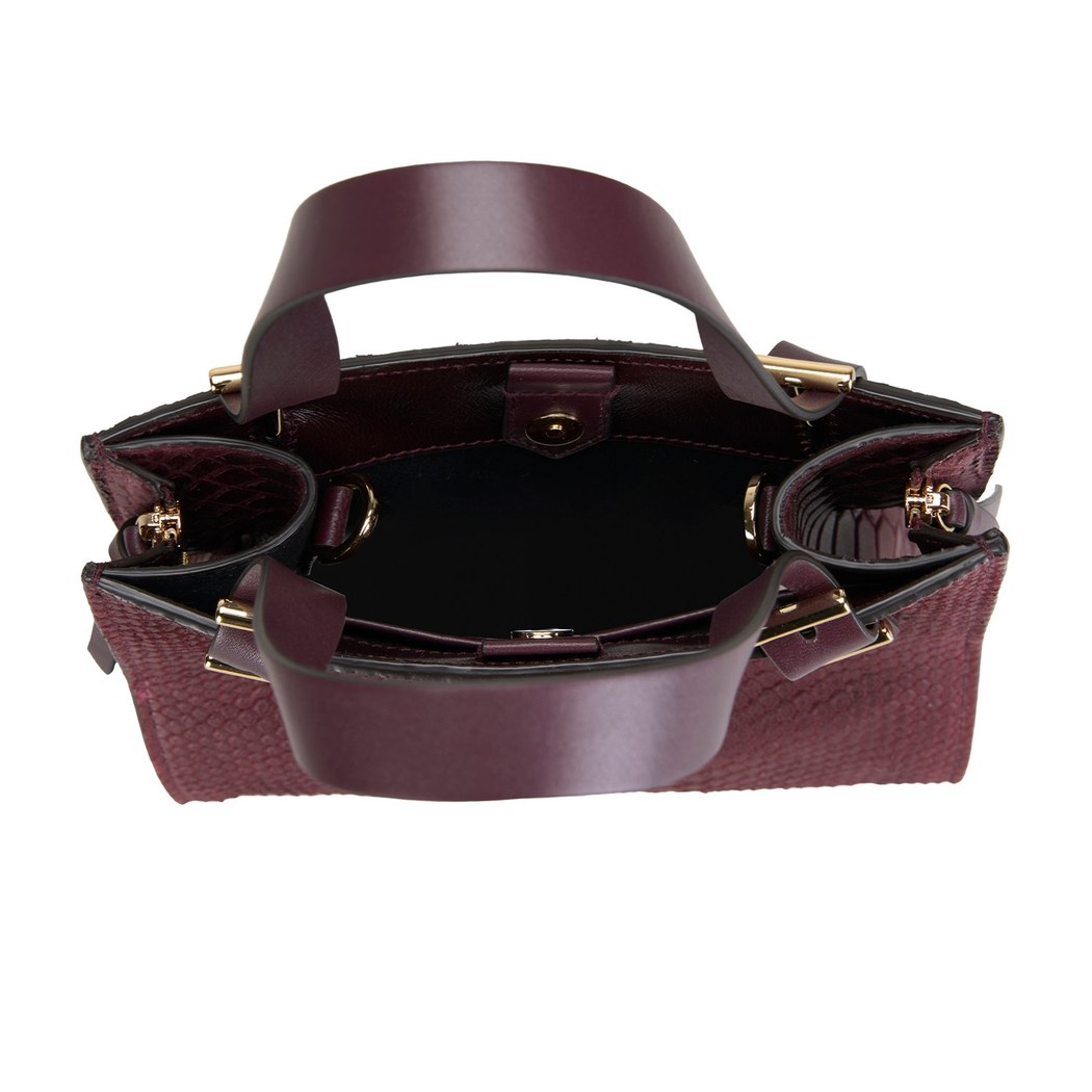 Seven Small Bordo Kadın Yılan Derisi Omuz Çantası