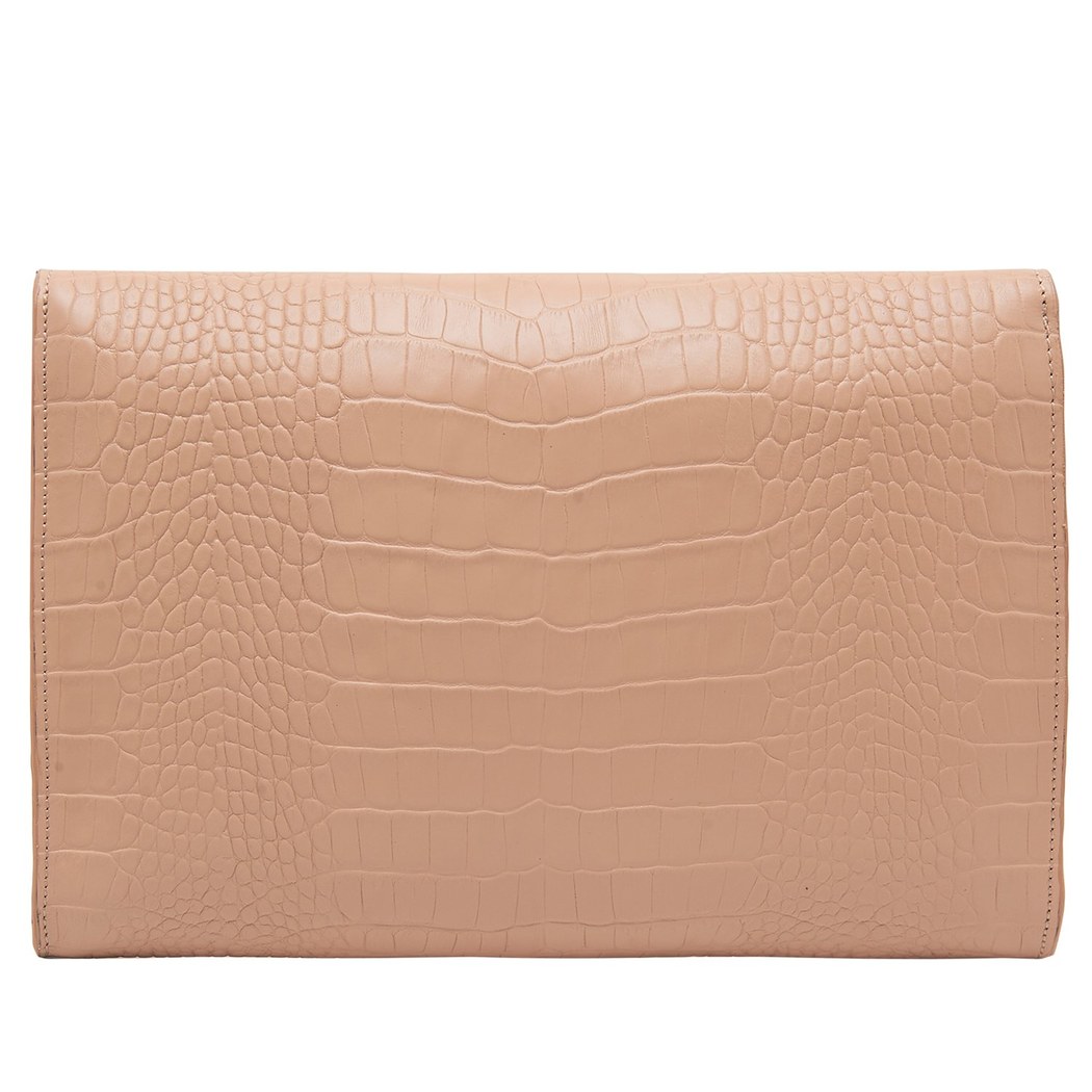 Sharon Bej Kadın Kroko Baskılı Deri Portföy Çanta