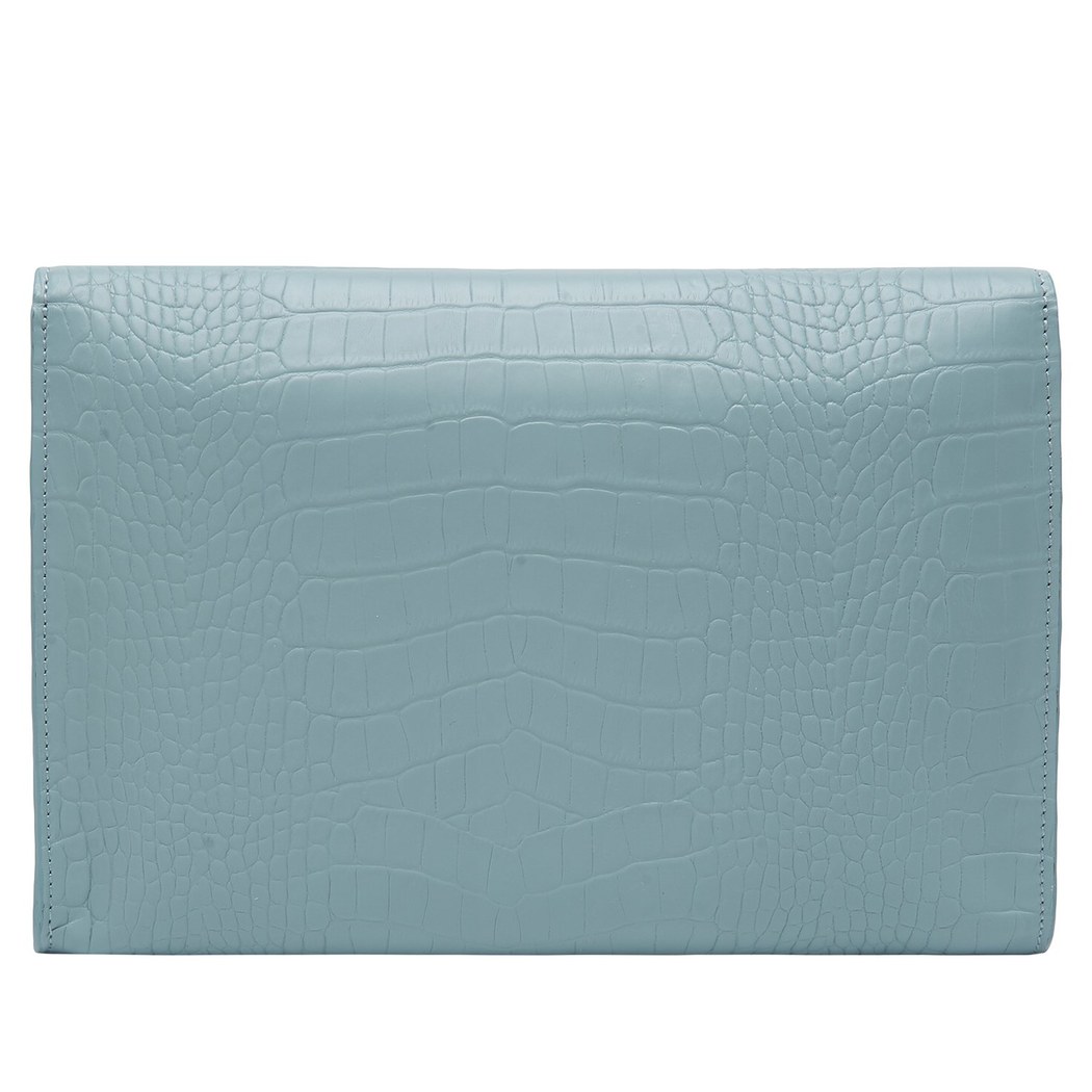 Sharon Mavi Kadın Kroko Baskılı Deri Portföy Çanta