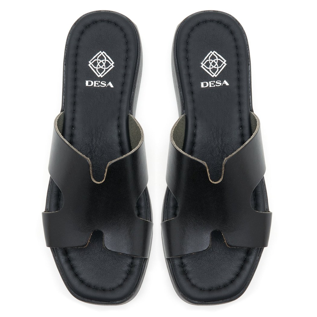 Shirly Siyah Kadın Deri Terlik