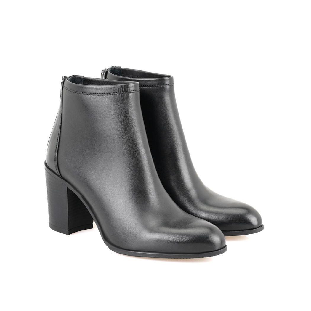 Siena Siyah Kadın Fermuarlı Deri Klasik Bot