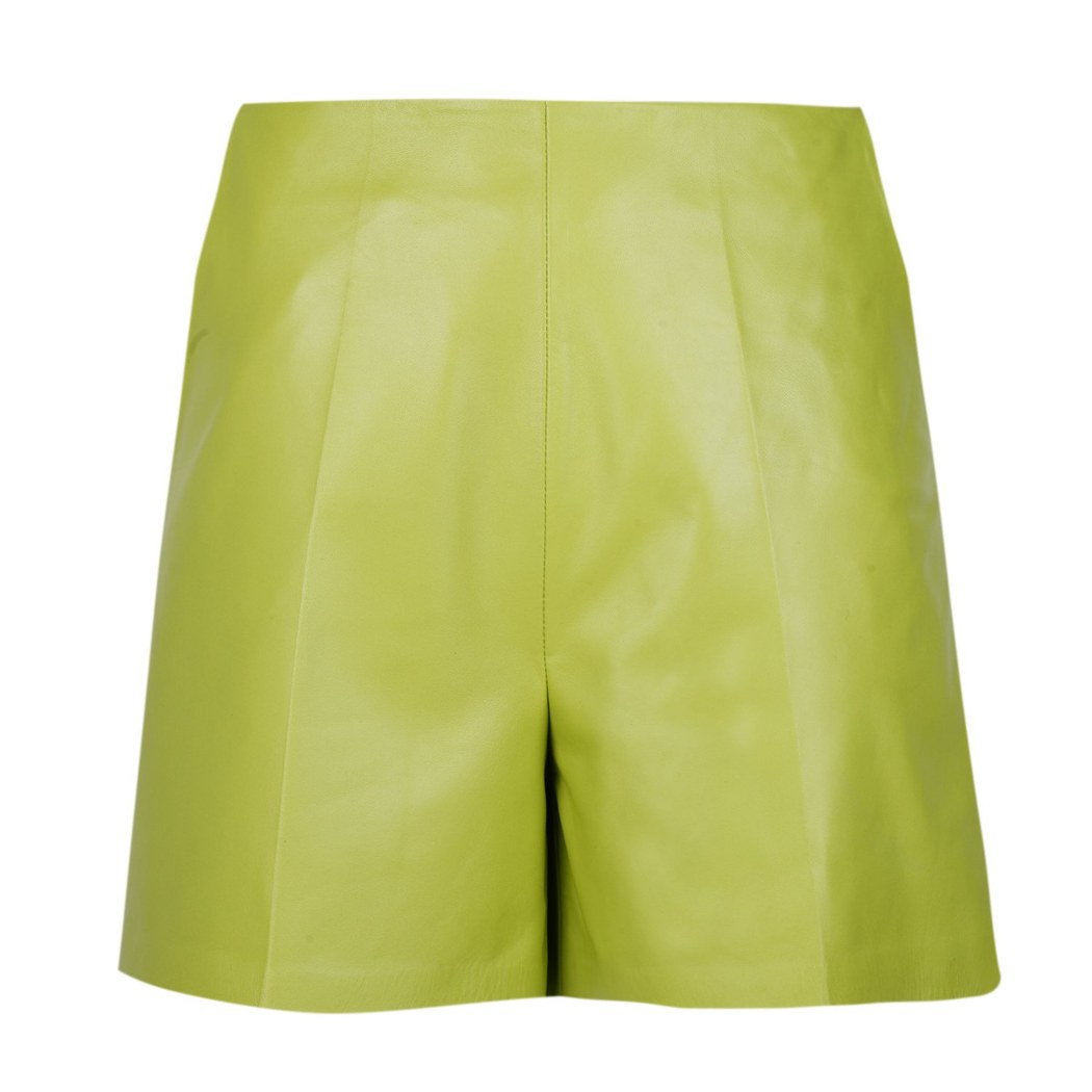 Silino Yeşil Kadın Deri Şort