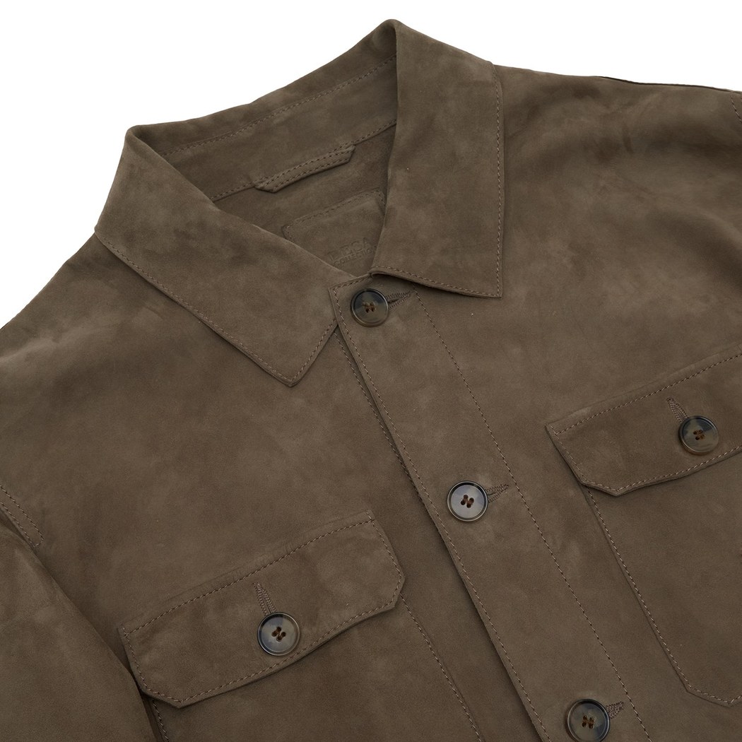 Silvano Erkek Deri Gömlek Yakalı Süet Safari Deri Ceket