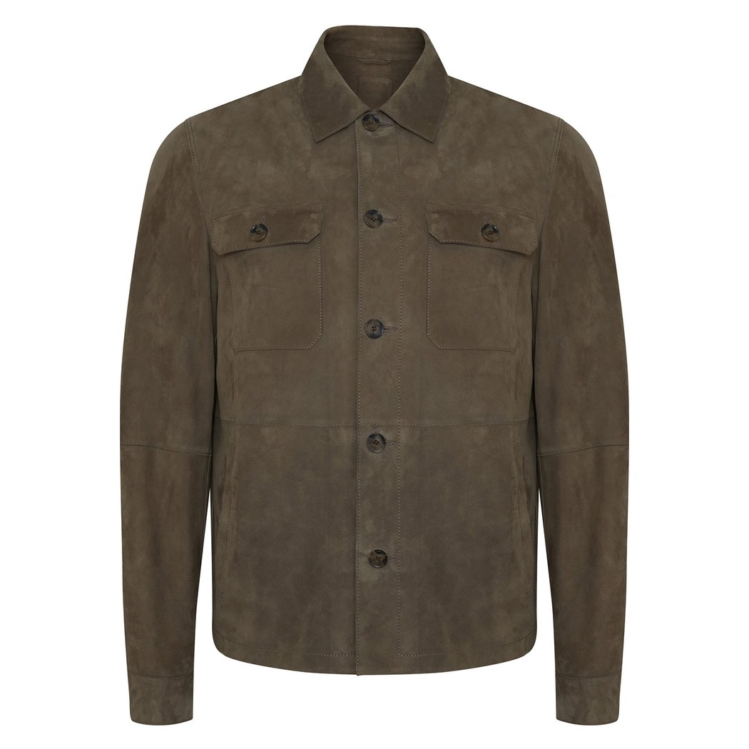 Silvano Erkek Deri Gömlek Yakalı Süet Safari Deri Ceket