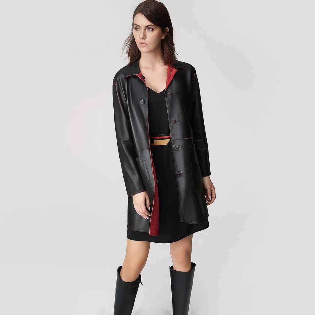 Simonetta Kadın Çift Taraflı Deri Pardösü