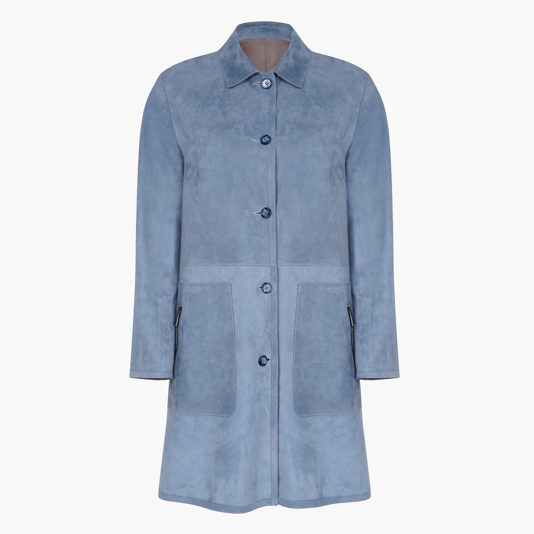 Simonetta Kadın Çift Taraflı Süet Deri Pardösü