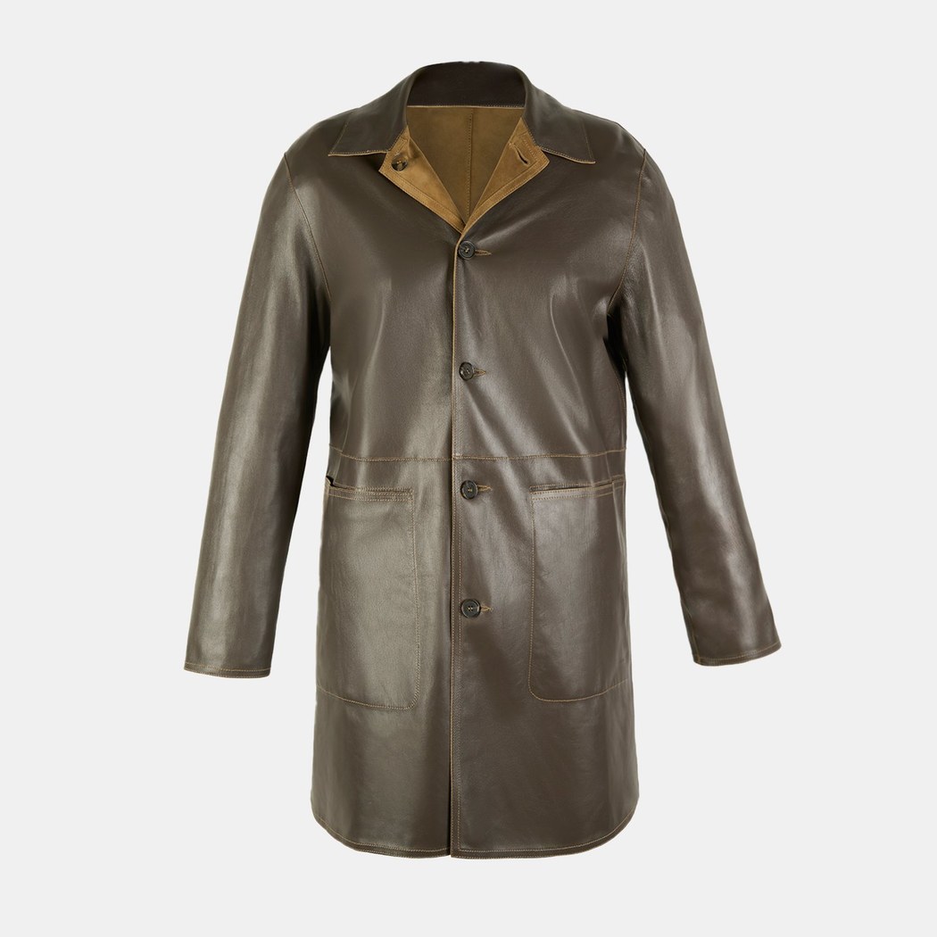 Simonetta Yeşil Kadın Çift Taraflı Deri Pardösü