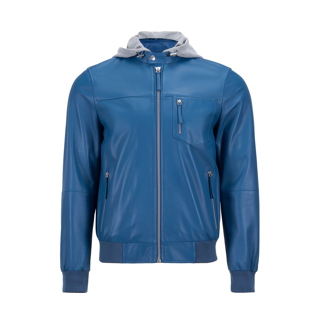 Sionan Erkek Kapüşonlu Deri Ceket