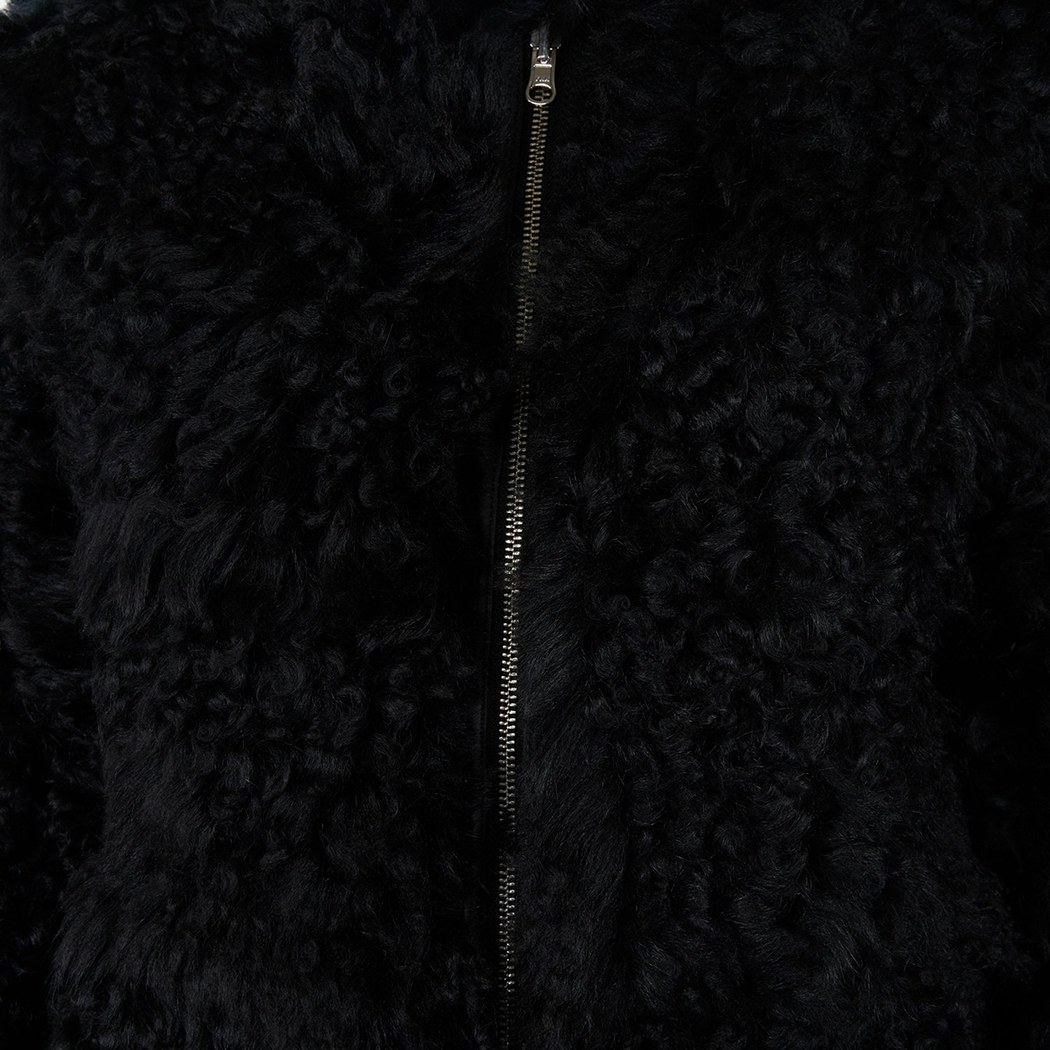 Sirus Siyah Kadın Çift Taraflı Kürk Ceket