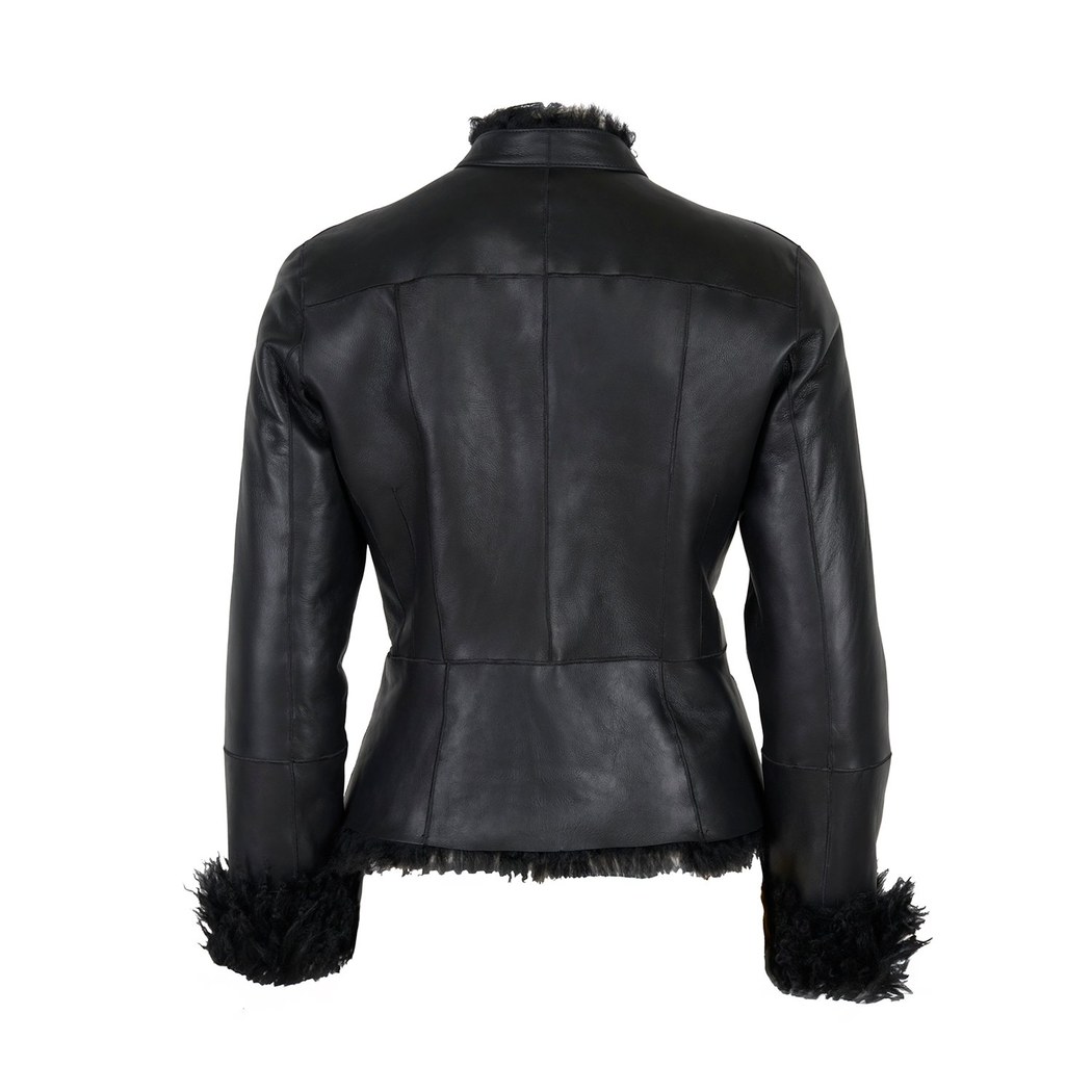 Sirus Siyah Kadın Çift Taraflı Kürk Ceket