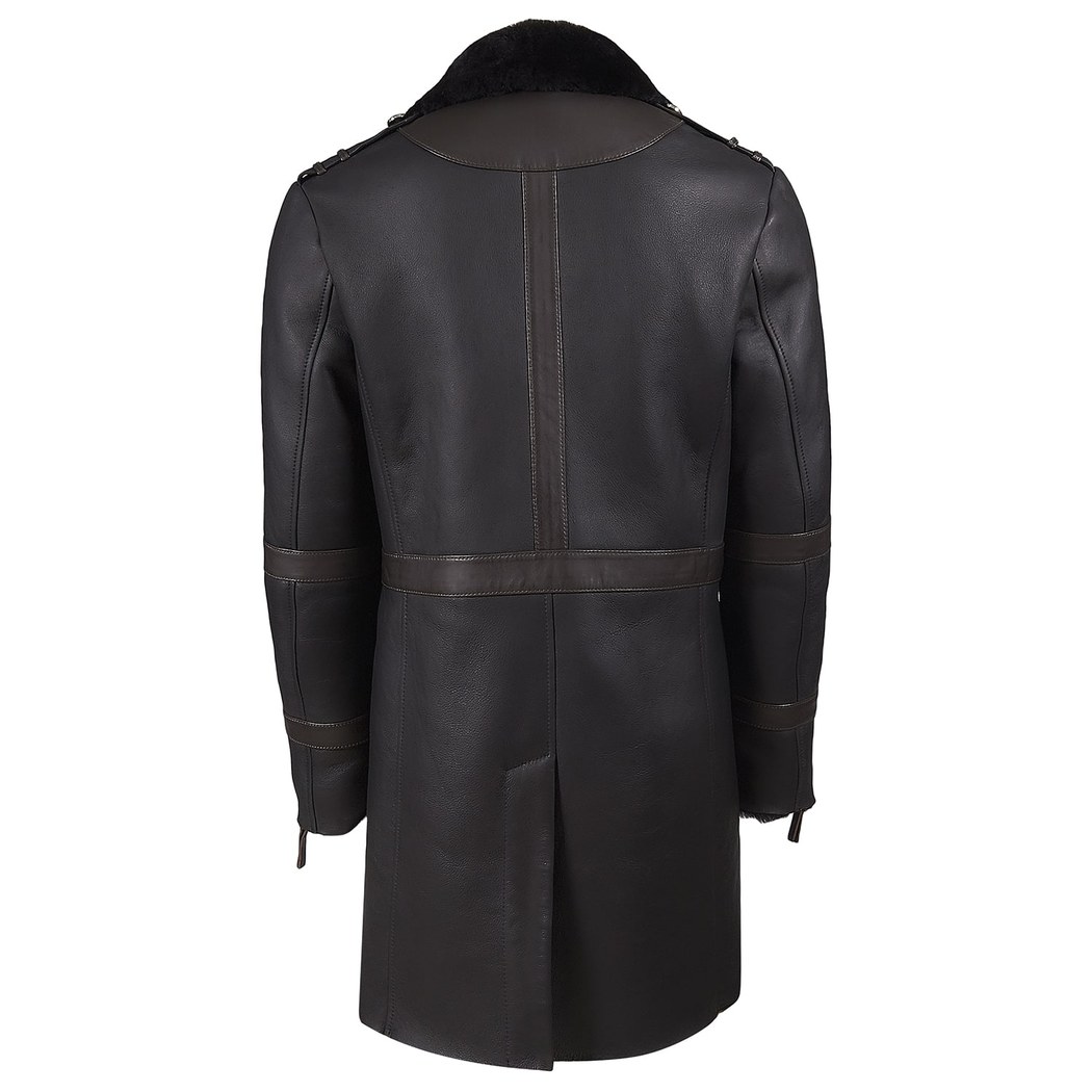 Siyah Albertino Erkek Kürk Kaban