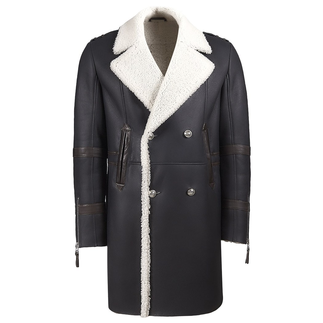 Siyah Albertino Erkek Kürk Kaban