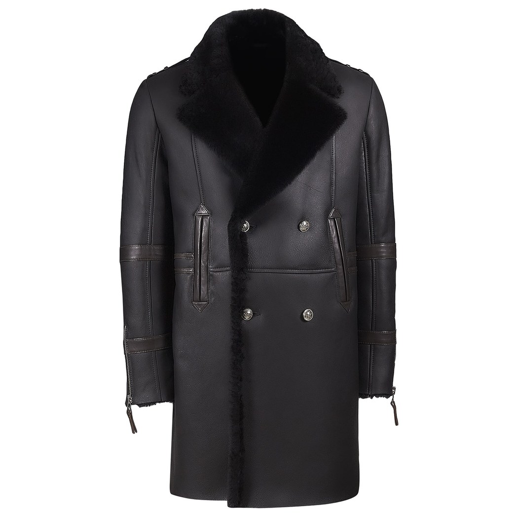 Siyah Albertino Erkek Kürk Kaban