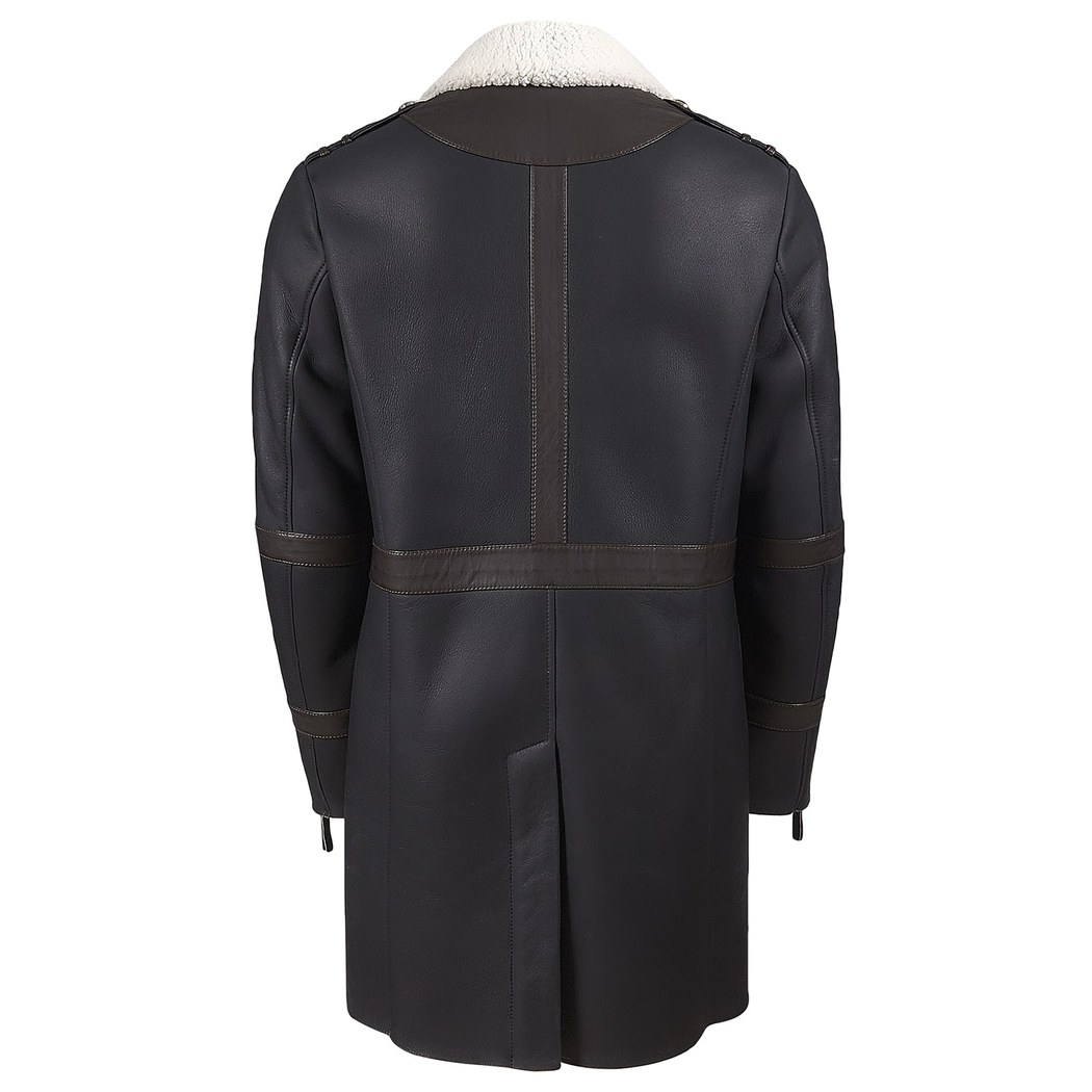 Siyah Albertino Erkek Kürk Kaban