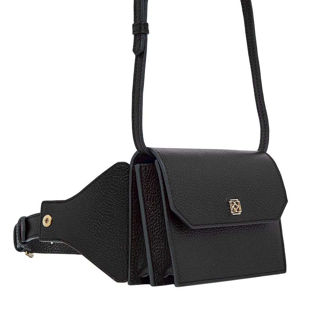 Siyah Aliz Kadın Deri Bel Çantası