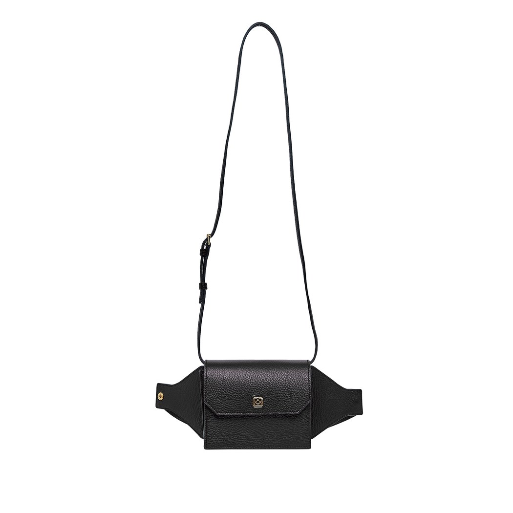 Siyah Aliz Kadın Deri Bel Çantası