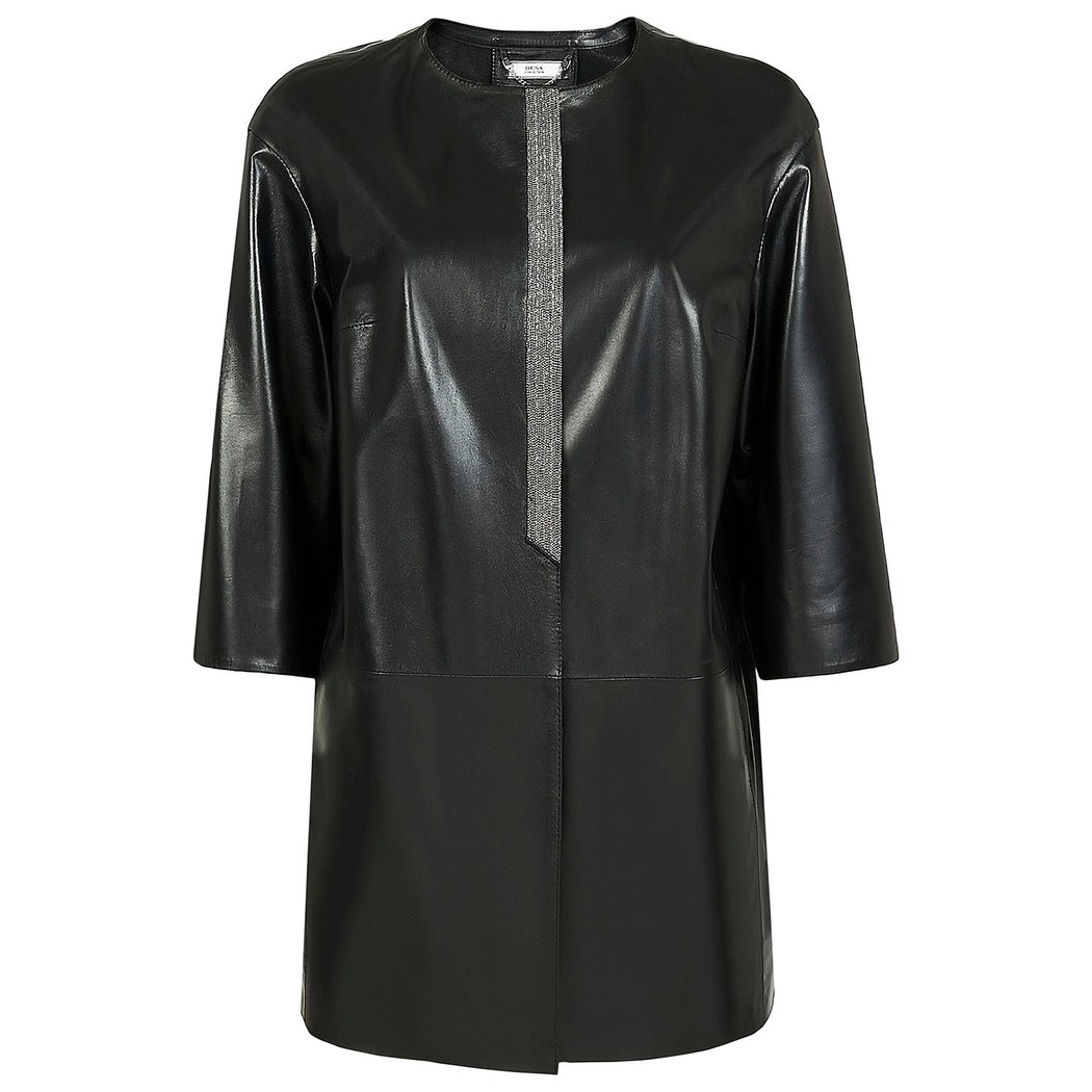 Siyah Amadora Kadın Deri Ceket