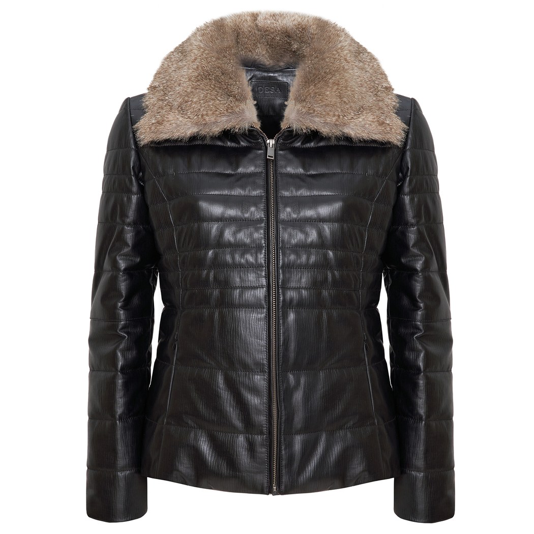 Siyah Benedetta Kadın Deri Mont