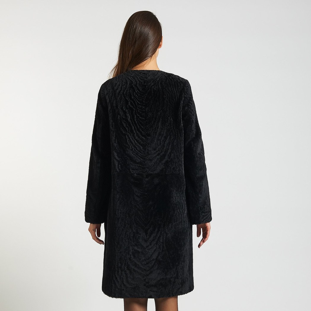 Siyah Celile Kadın Kürk Kaban