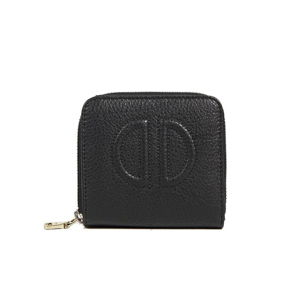 Siyah D Logolu Kadın Deri Cüzdan
