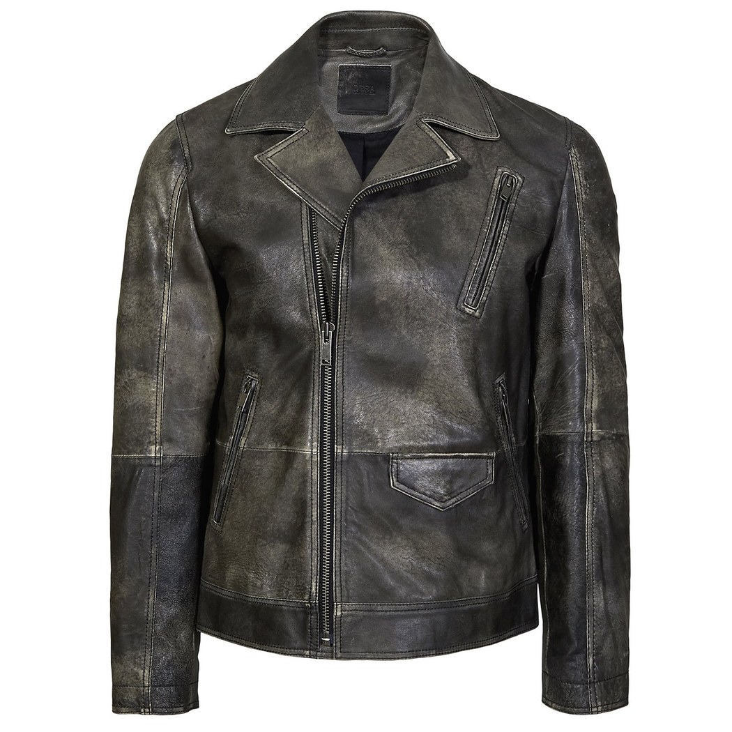 Siyah Damien Erkek Biker Deri Ceket